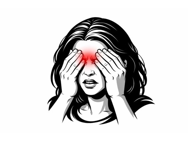 Illustration of a woman pressing her hands over her eyes